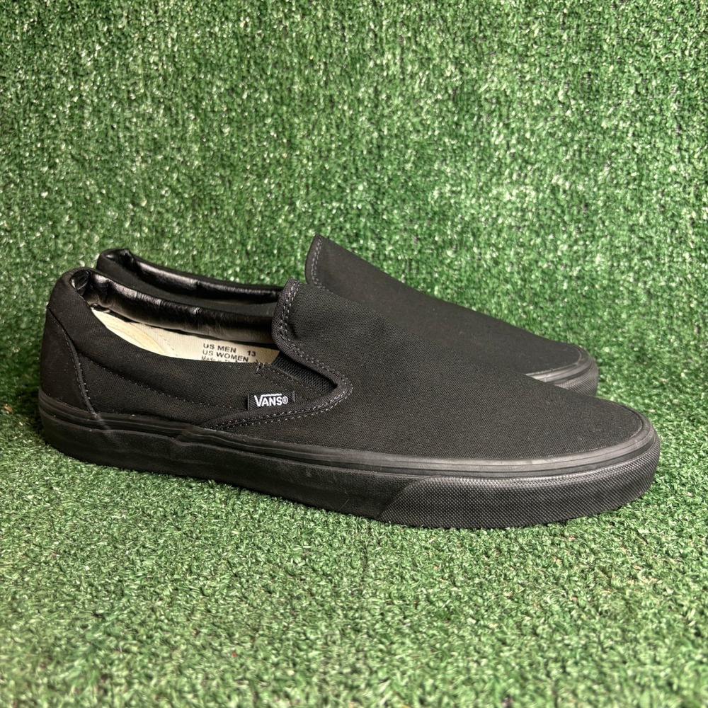 NEW Vans Classic Slip-On Canvas Skate Vintage Retro Loafer Sneaker Black Mens 13